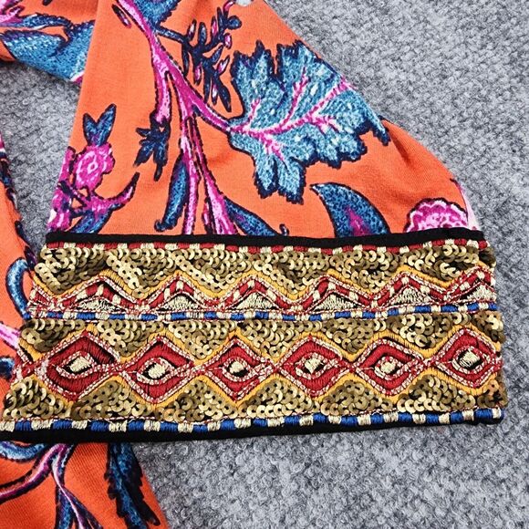 Soft Surroundings Top Womens XS Floral Sequin Embroidered 3/4 Sleeve Boho Tunic - Picture 14 of 16